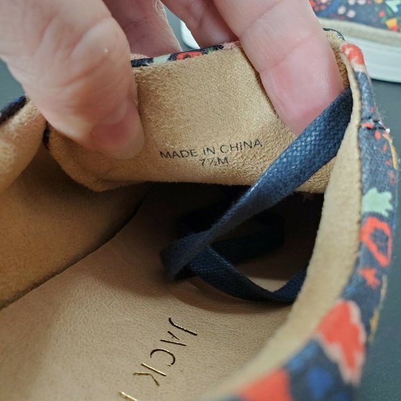 Jack Rogers Mia Blue Floral Platform Sneakers‎ Shoes Size 7.5 - Picture 8 of 9